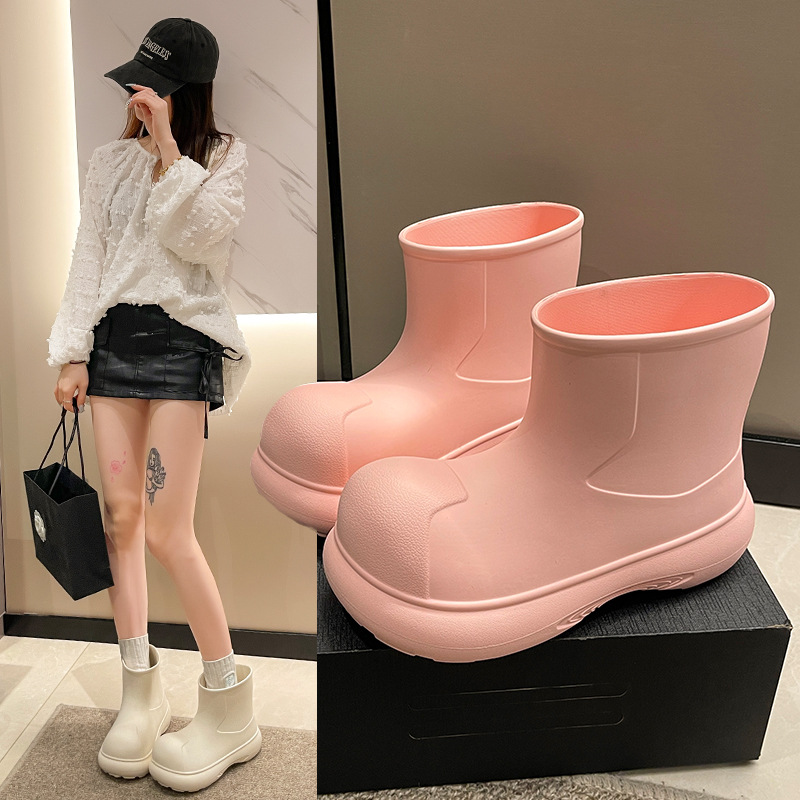 Internet Celebrity Rain Boots for Women 2025 New Clown Shoes Outdoor Thick-Soled Waterproof Non-Slip Rain Boots for Women Cute Short Boots