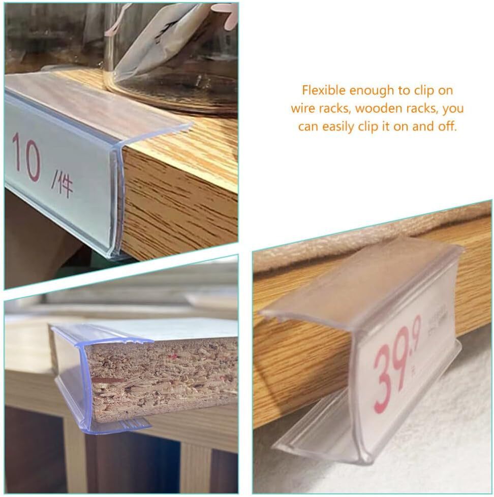 Factory Outlet Shopping Mall Wooden Plate Clip Strip Commodity Price Strip Wooden Frame Price Strip Card 25mm Shelf Price Strip