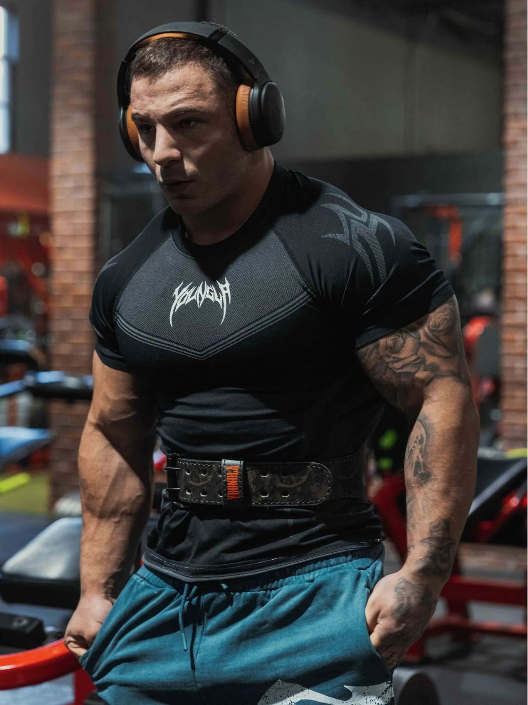 YOUNGLA American Summer New Men's Tight T-Shirt Jogger Sports Fitness Running Training Quick Dry Short Sleeve