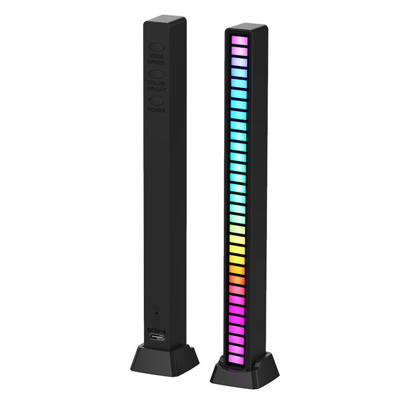 Rgb Sound Pickup Light, Voice-Controlled Led Bluetooth Ambient Light, 16-Light Box, Multi-Specification Audio Long Strip Smart