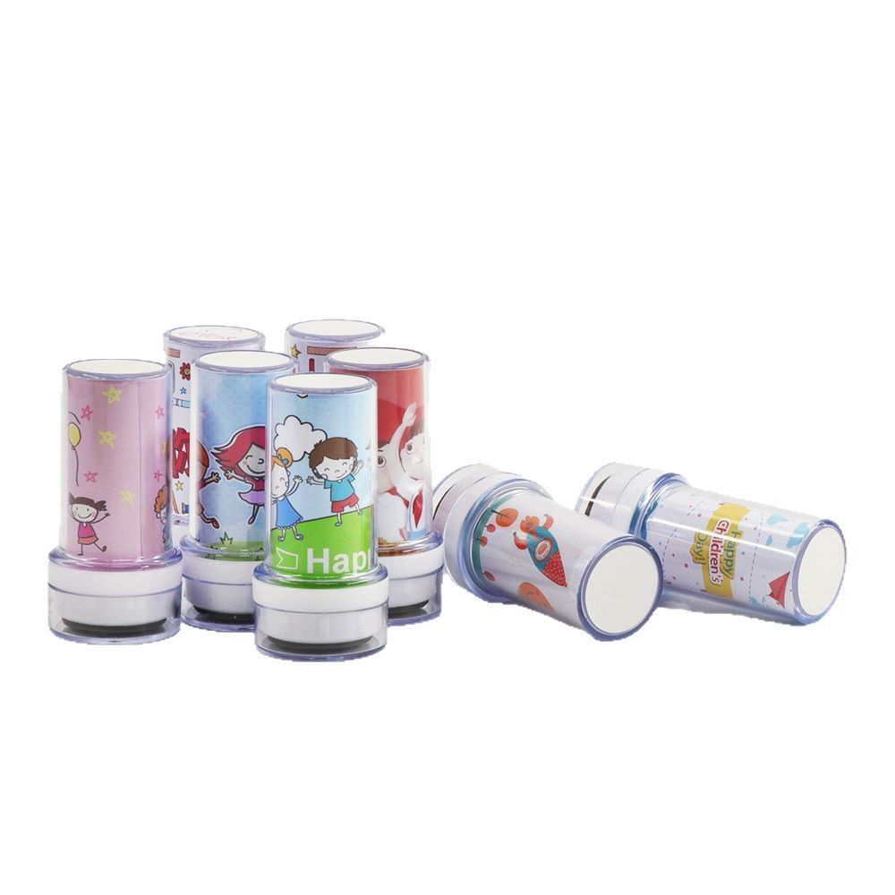 Ha23 Transparent Shell Photosensitive Drum Reward Check-In Small Round Anime Expression Material Hand Account Round Wholesale Kidsren's Seal