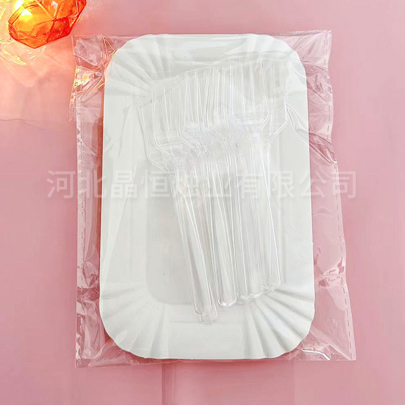 Disposable cake shop tableware birthday cake plate round fork spoon birthday supplies party cake knife fork plate suit