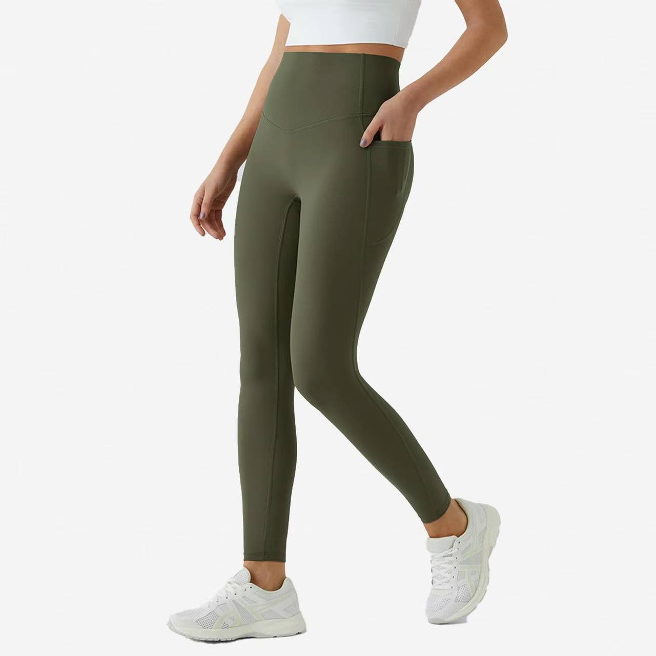Cross-Border Plus-Size Sports Yoga Pants with Pockets, High-Waisted, Butt-Lifting, Waist-Cinching, Seamless, Quick-Drying Long Pants