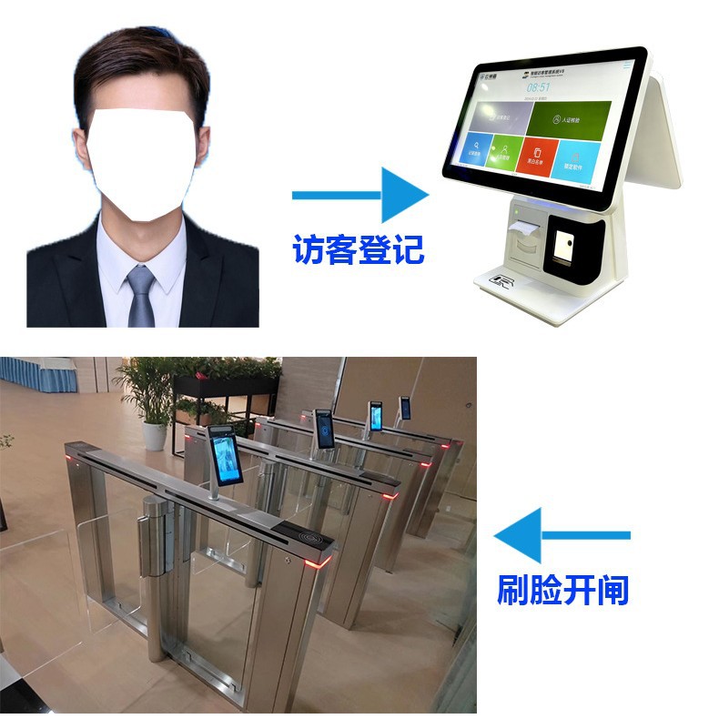 15.6inch Dual-Screen Visitor Machines with Facial Recognition, Id Card Verification, Visitor Registration, Appointment Booking, and Capacitive Touch All-In-One Device