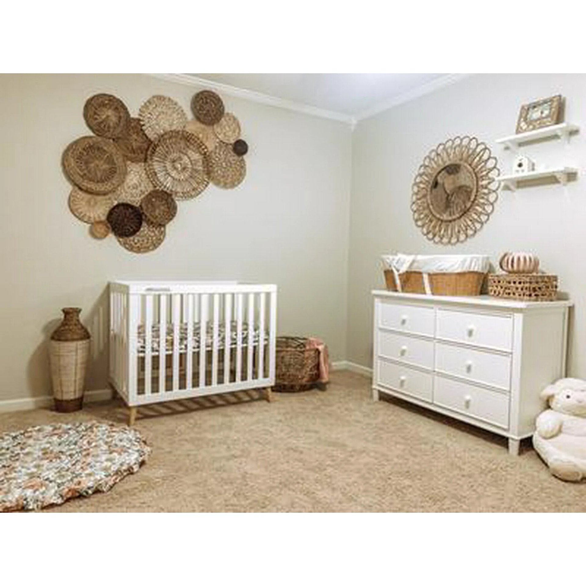 Baby Crib Made of Pure Solid Wood, White and Gray, Multifunctional Newborn Bed, Exported to the United States, Anti-Fall