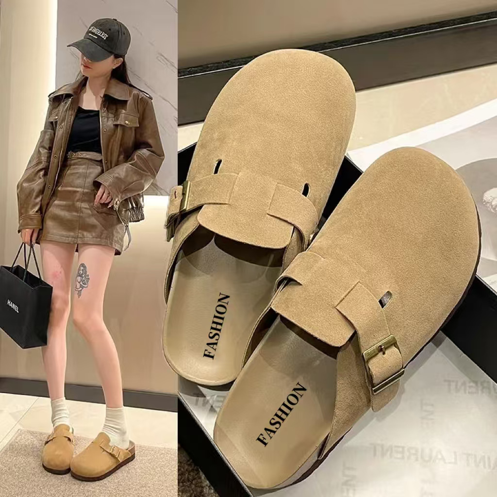 Baotou Half Slippers Women's New 2024 New Arrival Outwear Birkenneth Shoes Internet Popular Same Style Half-Slip Shoes Spring and Autumn Birkenneth Shoes