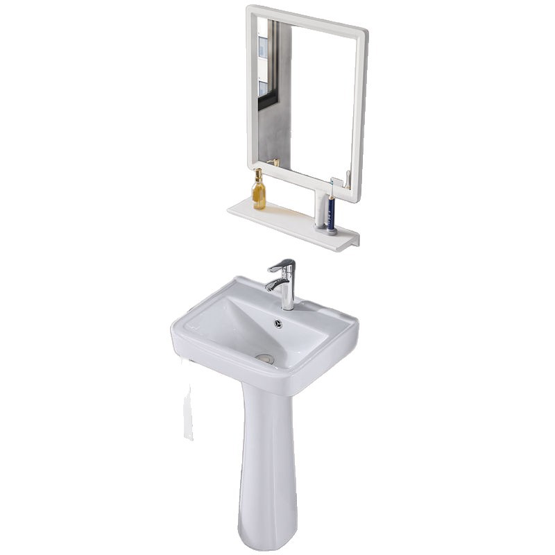 Column Basin Ceramic Wash Basin Small Bathroom Floor-Standing Vertical Balcony Small Apartment Mini Bathroom Wash Basin