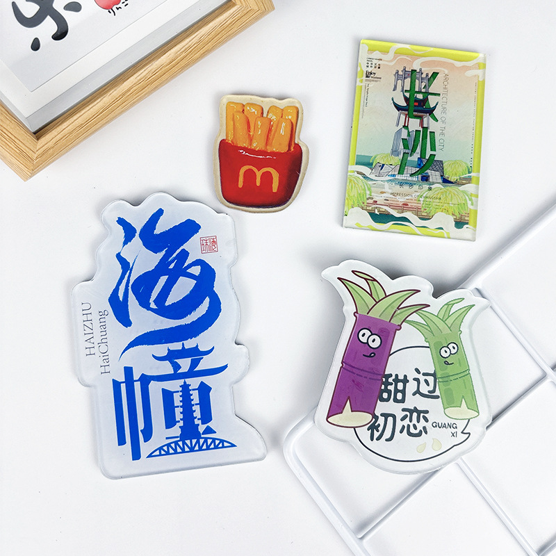 Acrylic Refrigerator Magnets Custom DIY Creative City Animation 3D Magnetic Stickers Cartoon Soft Magnet Cultural and Creative Products Customizable