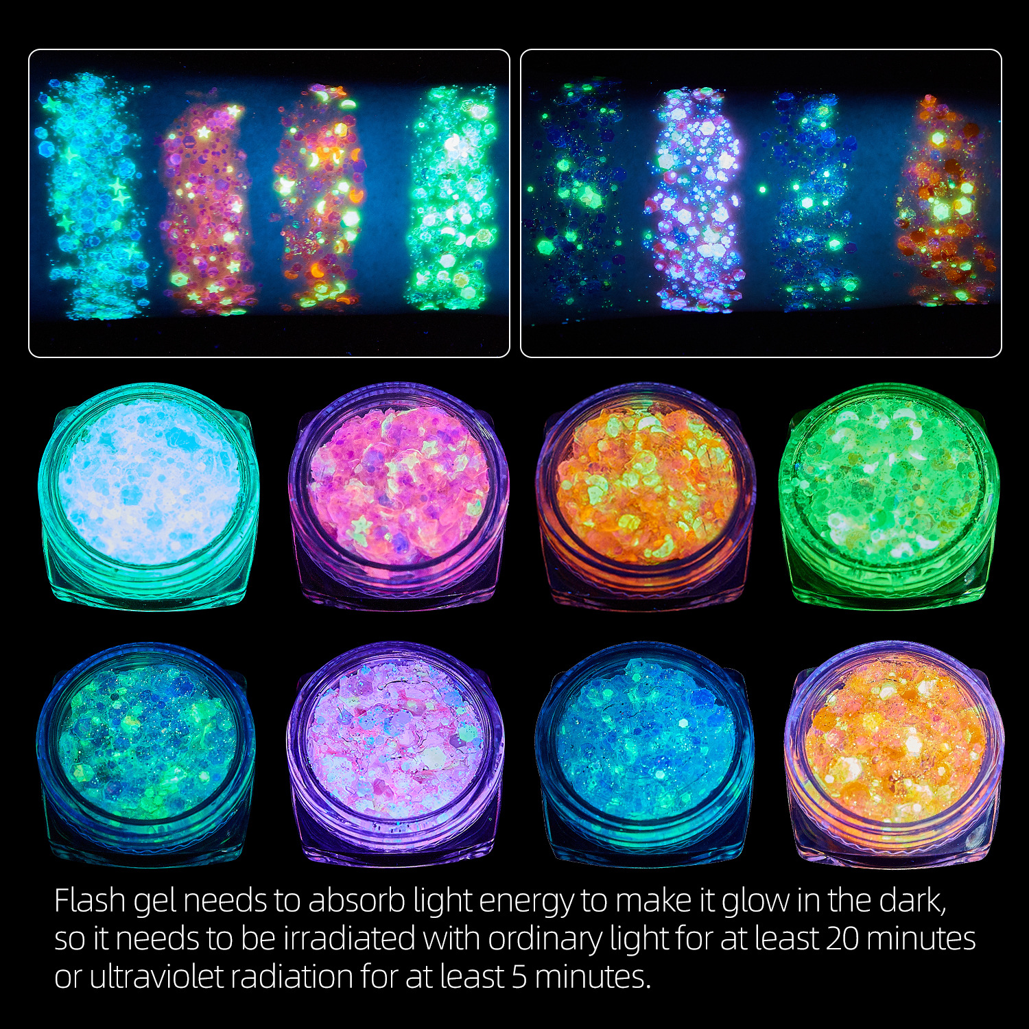 Amazon Explosions Luminous Gel Gel Flash High Glitter Stage Makeup Body Makeup Eye Shadow Wholesale