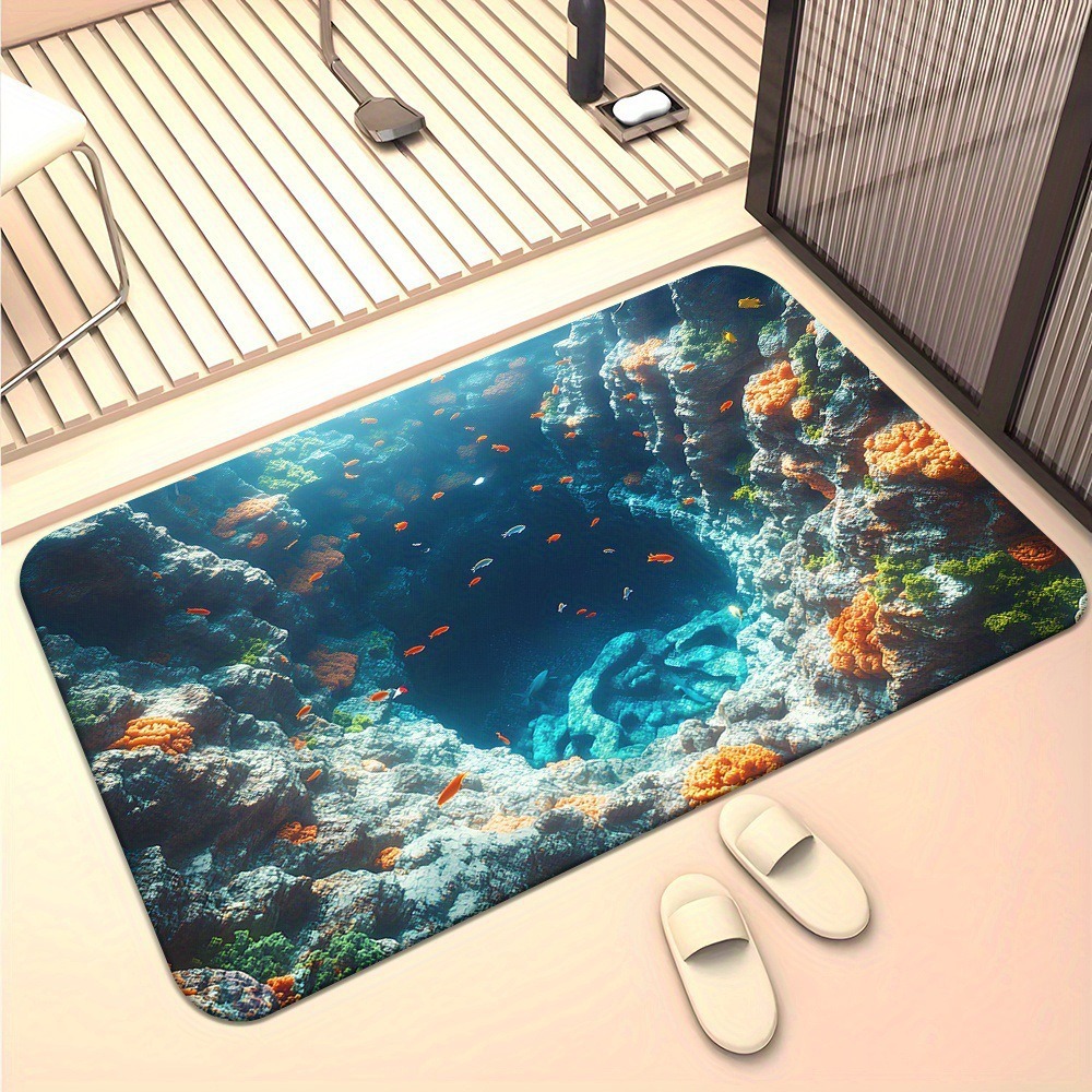 3D Visual Effect Crystal Velvet Floor Mat for Home Use, Wear-Resistant Bathroom Entrance Mat, Dirt-Resistant and Easy to Care for