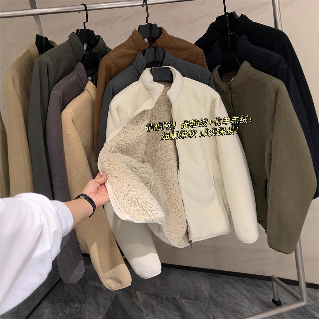 Куртка двойного слоя с воротником-стойкой из ретро-полярного флиса, непревзойденное тепло, стиль для пар