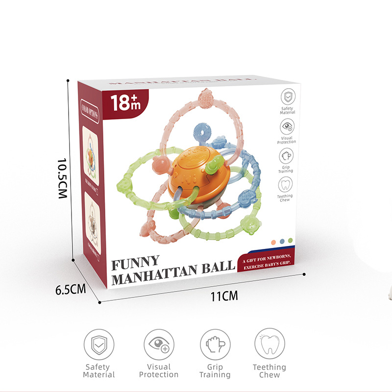Baby Manhattan Hand Ball Baby Toy Silicone Chewable Teether Baby 3 to 6 Months Grip and Grind 0-1 Years Old