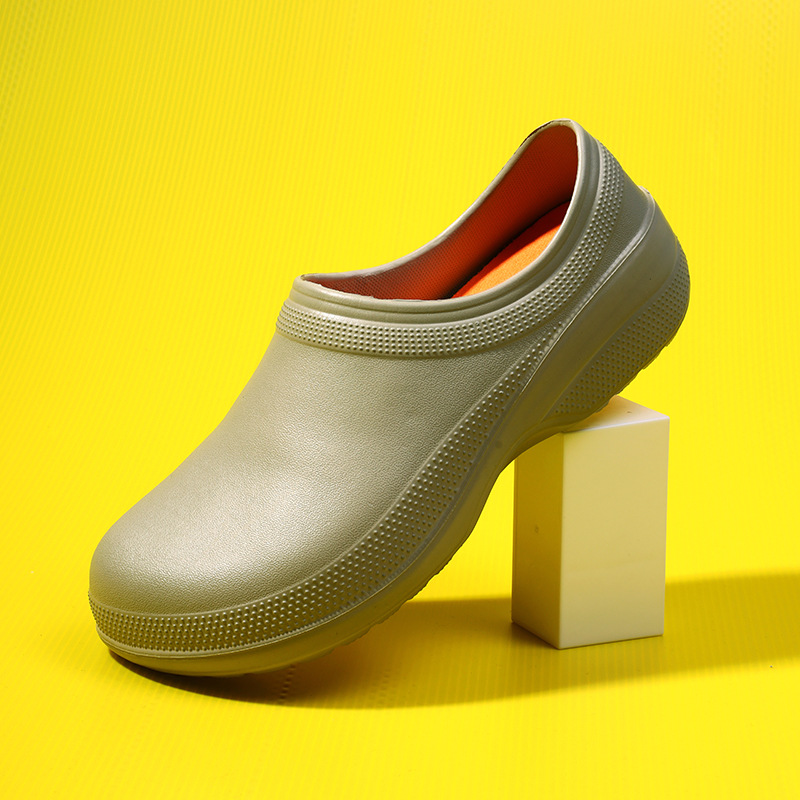 Non-Perforated Crocs Men's Anti-Slip Waterproof Bag Heel Sandals Casual Versatile Chef Hotel Catering Work Shoes Wholesale