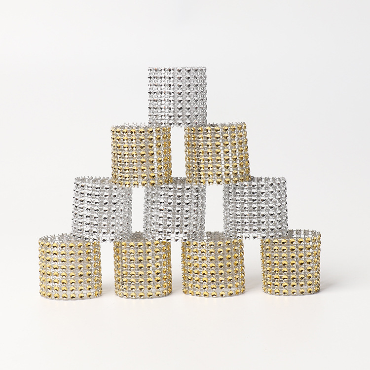 European-style Hollow 8-row Mesh Drill Napkin Buckle Hotel Set Table Wedding Festival Catering Supplies Napkin Ring