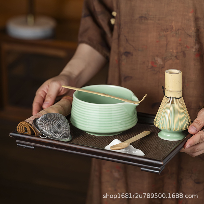 Japanese Matcha Tea Set Kit with Chasen (Bamboo Whisk), Song Dynasty Tea Ceremony Tools, Three-Piece Set, Bamboo Tea Whisk, Cross-Border Hot Sale