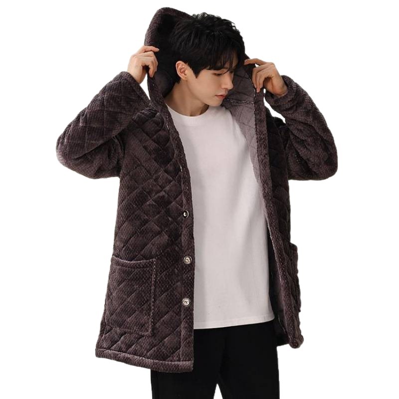 Men's Velvet Cotton-Padded Work Clothes, Thickeneded Warm Jackets, Anti-Fouling and Stain-Resistant Work Wear, Loose Labor Protection Clothes, Cotton Smocks