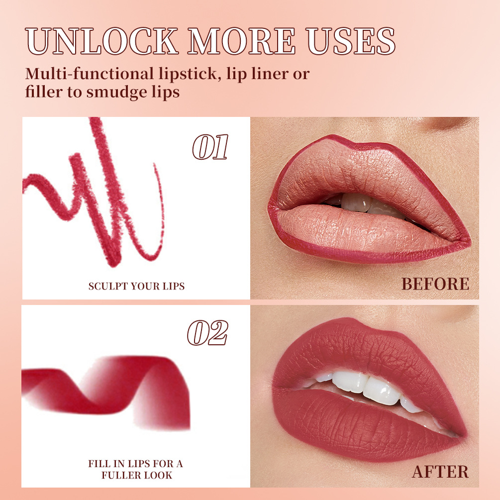 Qibest Cross-Border Long-Lasting Easy-To-Color Matte Matte Rotating Lipstick Pen Natural Waterproof Lipstick Lip Liner Makeup