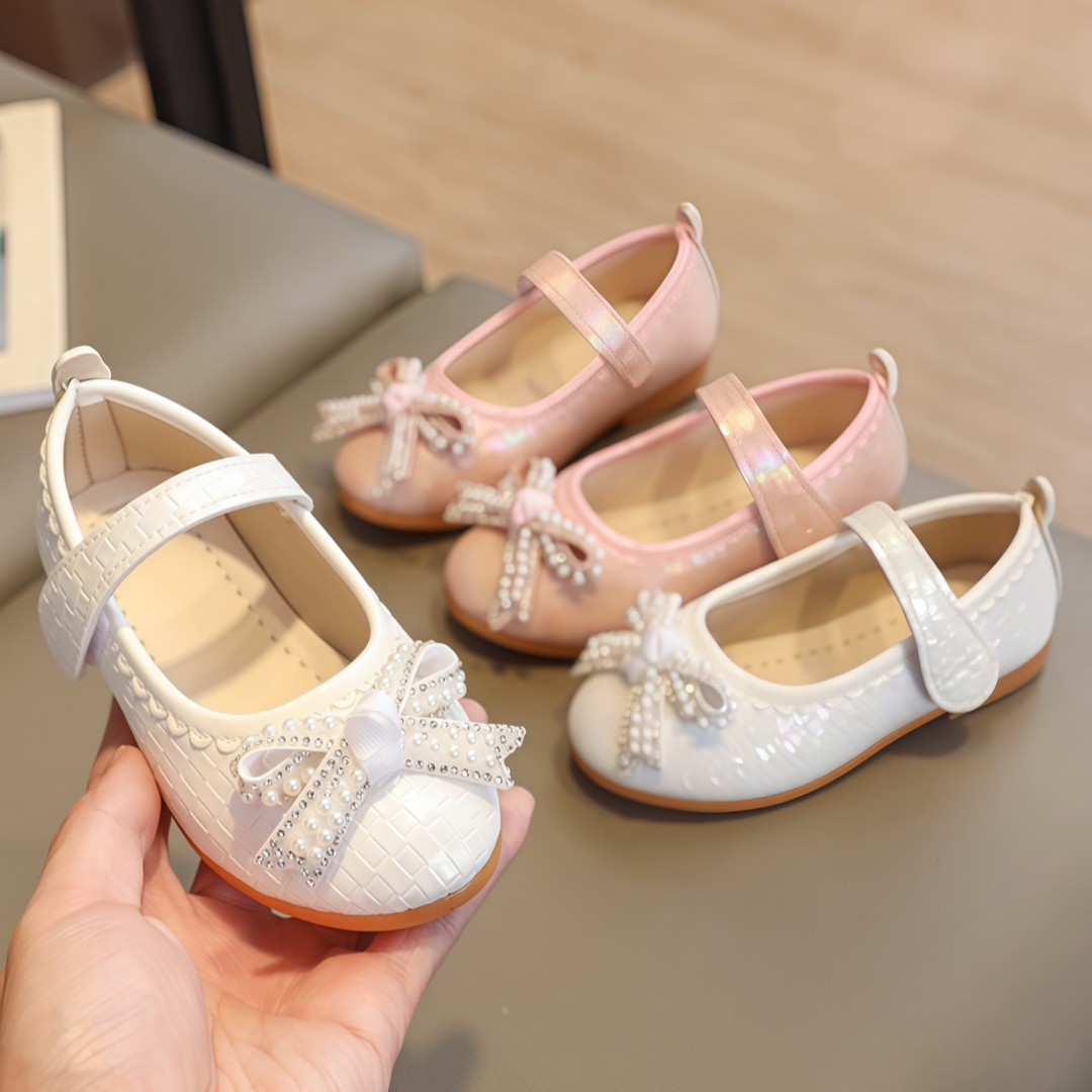Обувь для девочек Принцесса 2025 весна-осень Новые туфли для девочек Кристальные детские туфли Кожаная обувь для детей Мягкая подошва