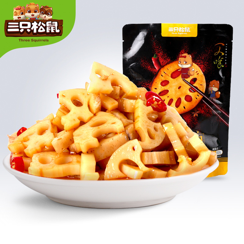 [three squirrels_crisp lotus root 150g] fresh spicy lotus root slices snacks marinated snack