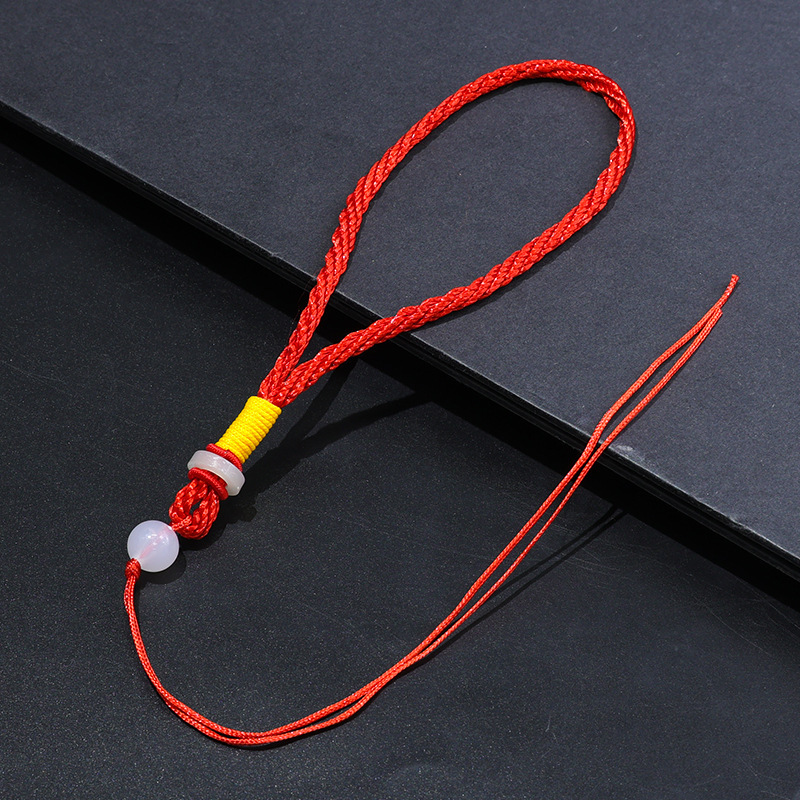 Jade Ring Lanyard DIY Hand-Woven Handle Jade Jade Car Key Red Rope Lanyard Hand Rope Thousand-Eyed Bodhi