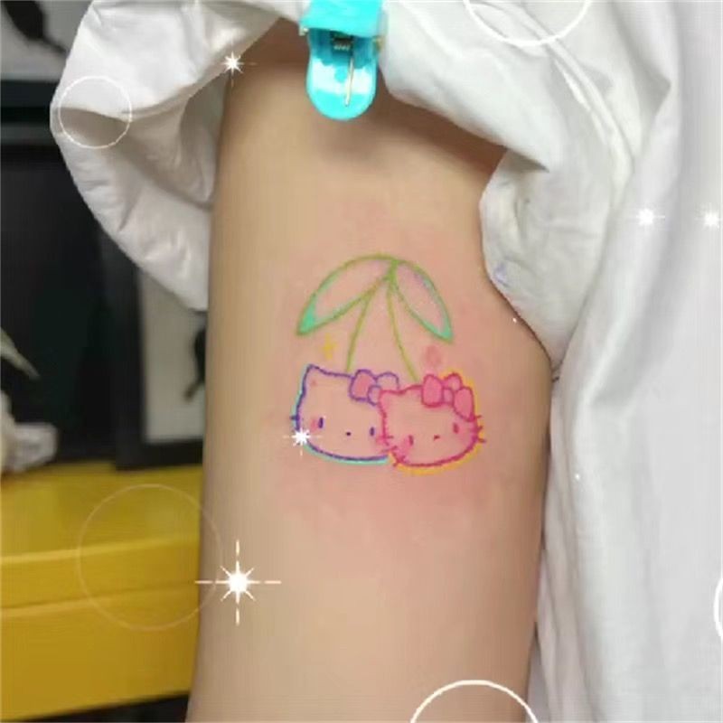 HelloKitty Cat Color Tattoo Sticker Simple Cute High-end Sense Ins Internet Popular Waterproof Hello Kitty Tattoo Sticker