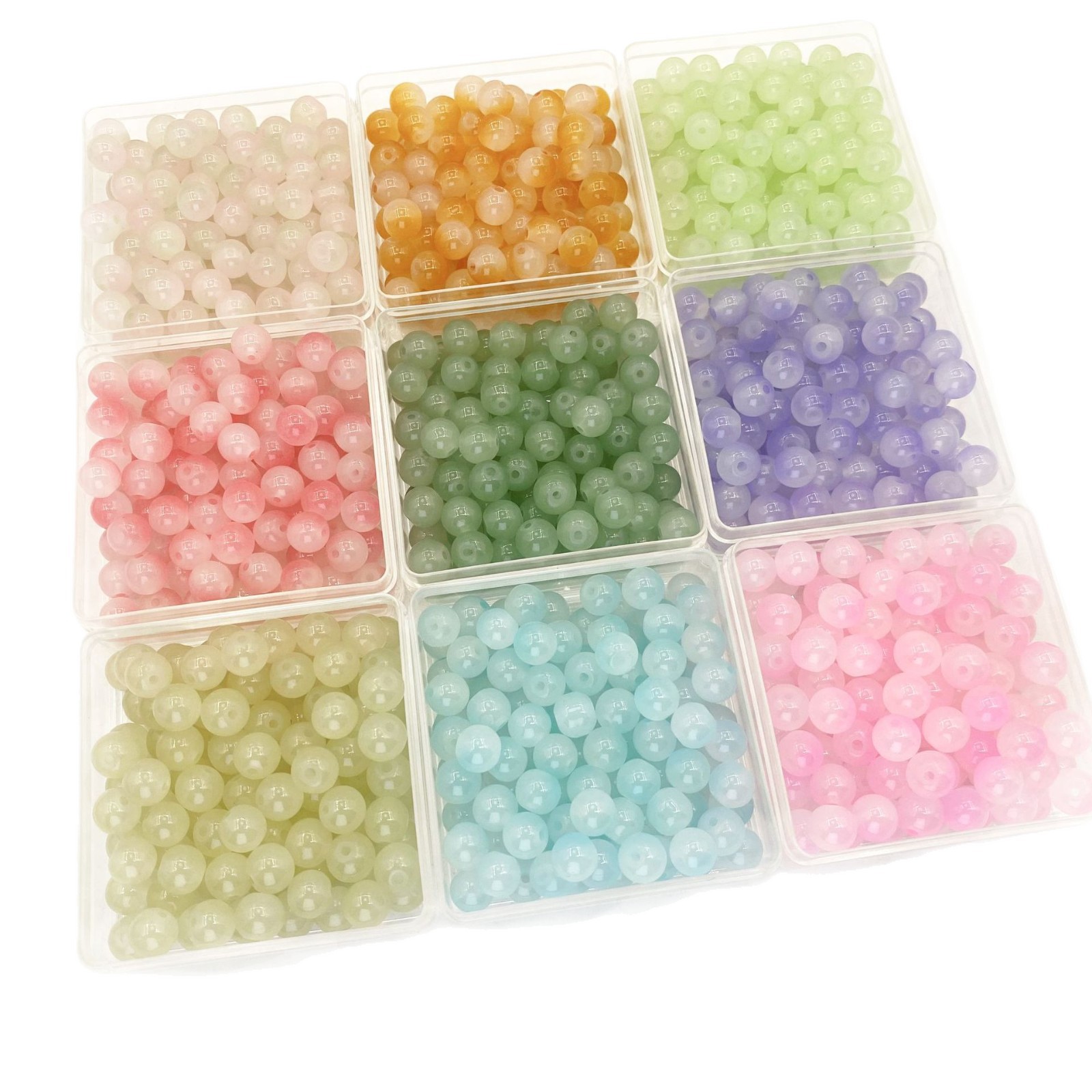 Jade Material Glass Beads Loose Batch for Bracelets DIY Jewelry Accessories Bead Materials Glass Beads String Beads Loose Beads Round Beads