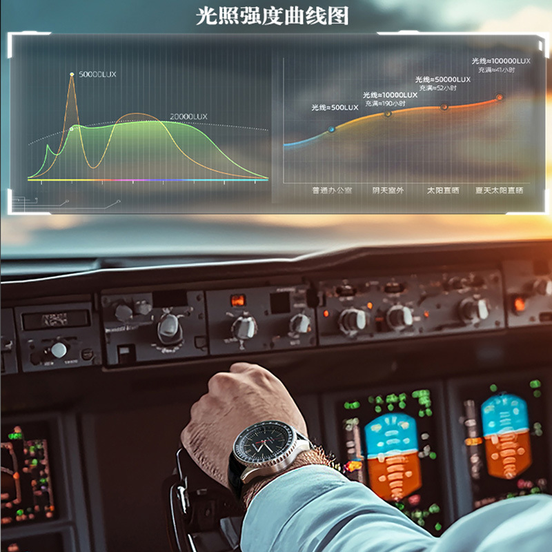 Outdoor sports electronic watch pointer type solar charging light wave watch long endurance light energy drive stainless steel case