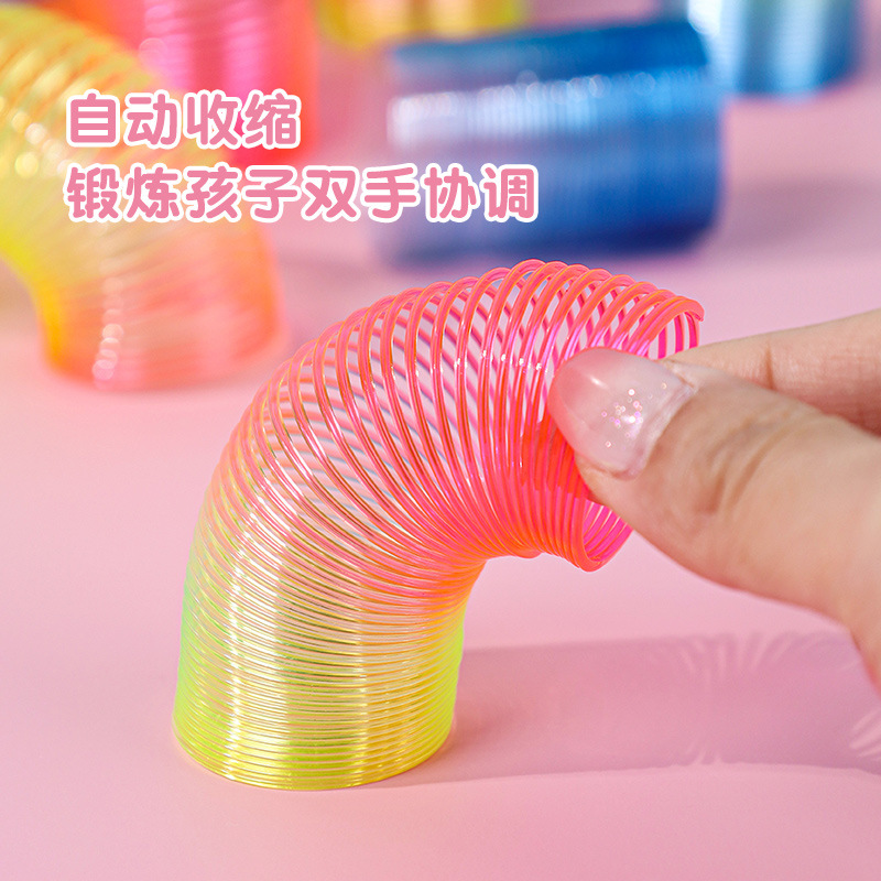 New Sequin Color Rainbow Spring Ring Children's Magic Spring Ring Jenga Wholesale Mini Rainbow Ring Jenga