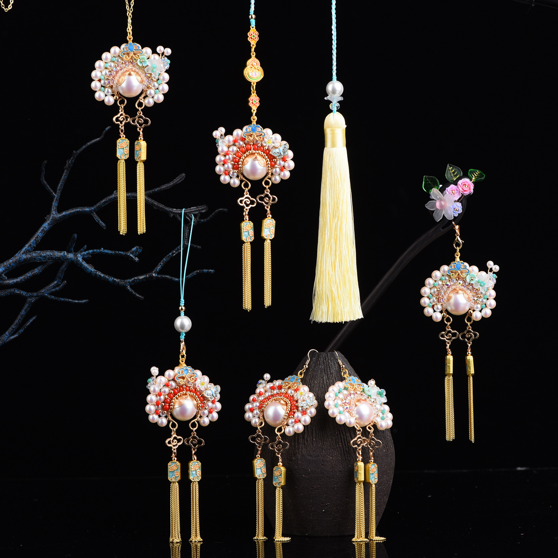 Оригинальные нож лошадь Дань ювелирные изделия двусторонний китайский стиль национальная мода элегантные длинные нишевые серьги ожерелье ювелирные изделия