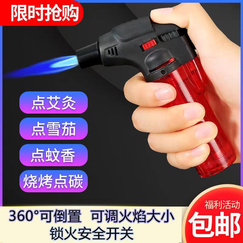 Creative Gas Lighter, Windproof, Straight-Through Blue Flame Igniter, Small Welding Gun, Moxibustion Special Lighter Wholesale
