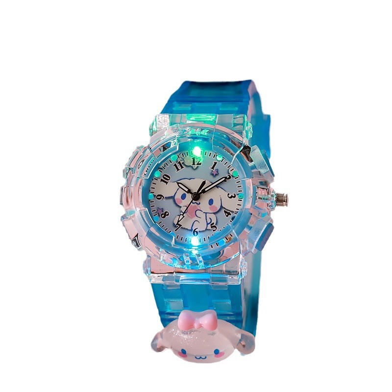 Children's Watch Cartoon Sanrio Kuromi Luminous Electronic Watch Female Primary and Secondary School Students Digital Pointer Quartz Watch