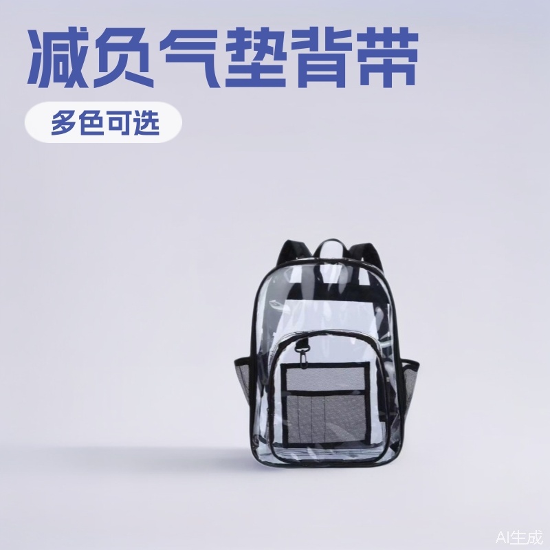 Transparent Backpack, Wear-Resistant Pvc School Bag, Ins Style Portable Backpack for Primary and Secondary School Students, Large Capacity Travel Backpack