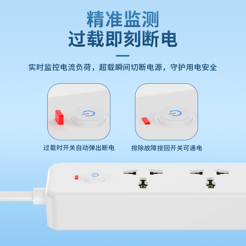 Customized Universal Power Strip Suitable for Home and Office Small Appliances, 2500W Universal Power Strip