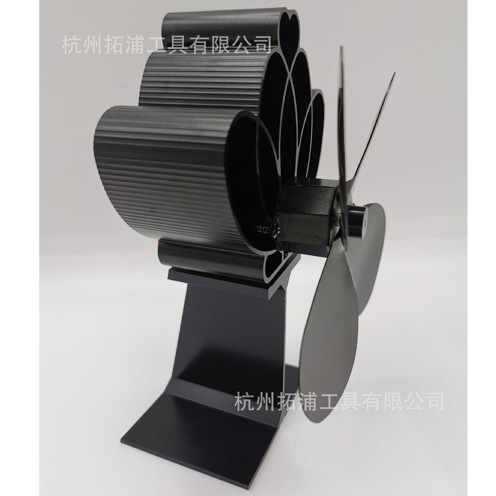Gold Fireplace Fan with 4 Blades, High-Temperature Resistant, Real Fire Accessory, Aluminum Self-Starting Heat Pump, Coal-Saving Energy-Saving Device
