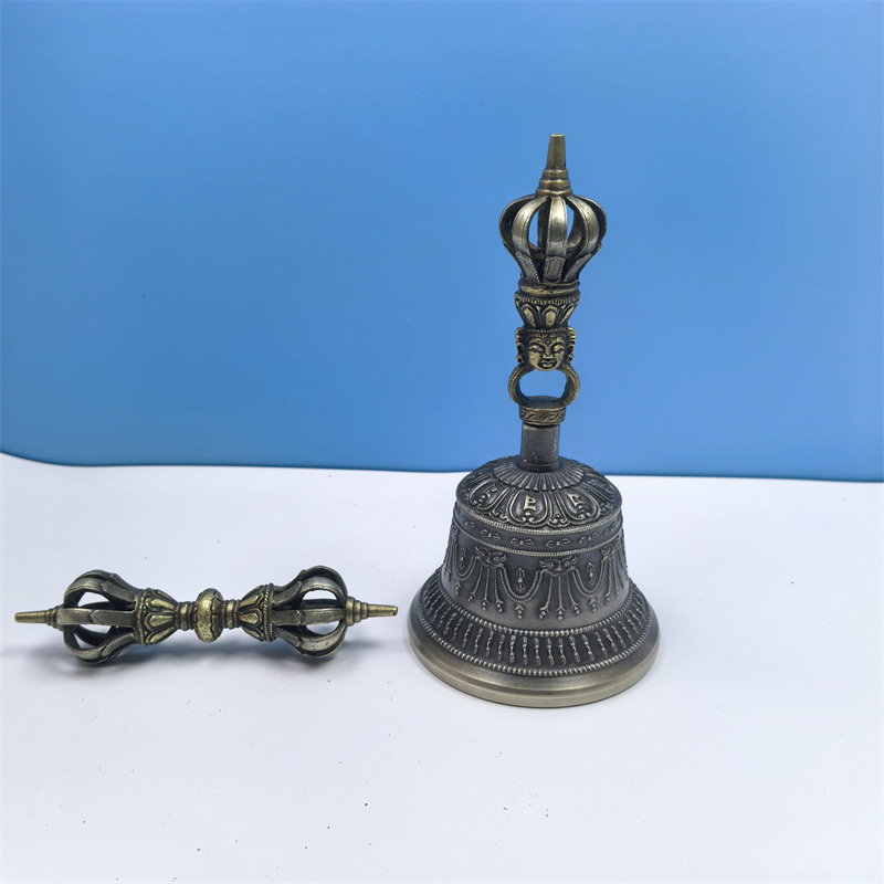 Nine-Strand Vajra Bell Pestle Nepalese Handmade Vajra Bell Bronze Bell Echo Long-Lasting Extra Large Bell Pestle
