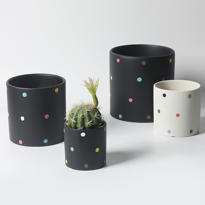 Новый скандинавский стиль кремового цвета милый разноцветный кактус в горшке, прямой цветочный горшок из керамики