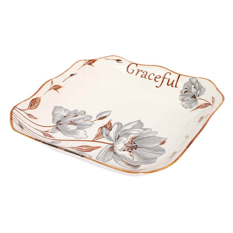 Elegant 76 Series Floral Ceramic Tableware Series High-Value Ceramic Plates, Fruit Plates, Western Food Plates, Ceramics