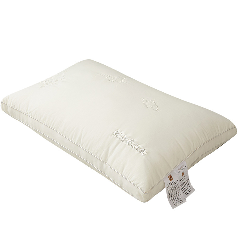 Class A Silk Pillow 48x 74cm Soft Embroidery Home Hotel Homestay Cervical Spine Protection No Collapse Pillow Core Wholesale