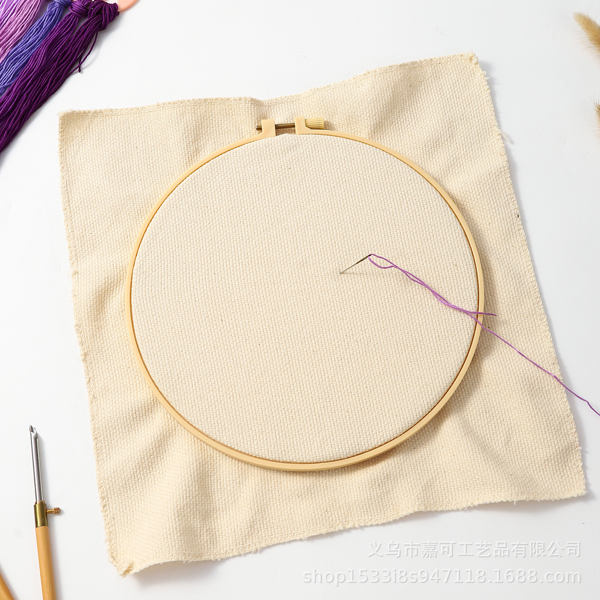 Cross-border embroidery cross-stitch embroidery imitation bamboo embroidery manual diy mini embroidery ring adjustable plastic embroidery inner ring