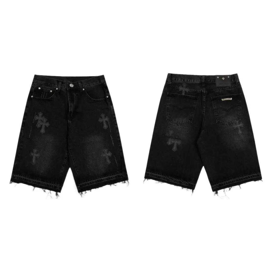 Cro Cross-Border Foreign Trade Spring and Summer New Ch Cross Leather Cro Denim Shorts Couple Style Drop Shipping