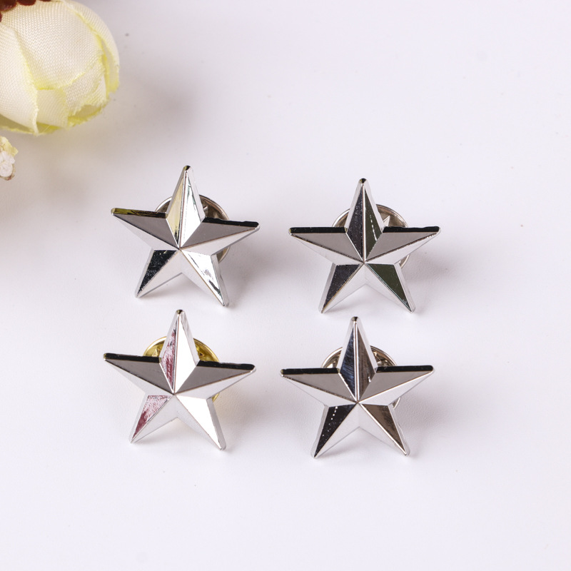 Zinc alloy five-pointed star badge metal three-dimensional costume accessories souvenir pin badge badge customization
