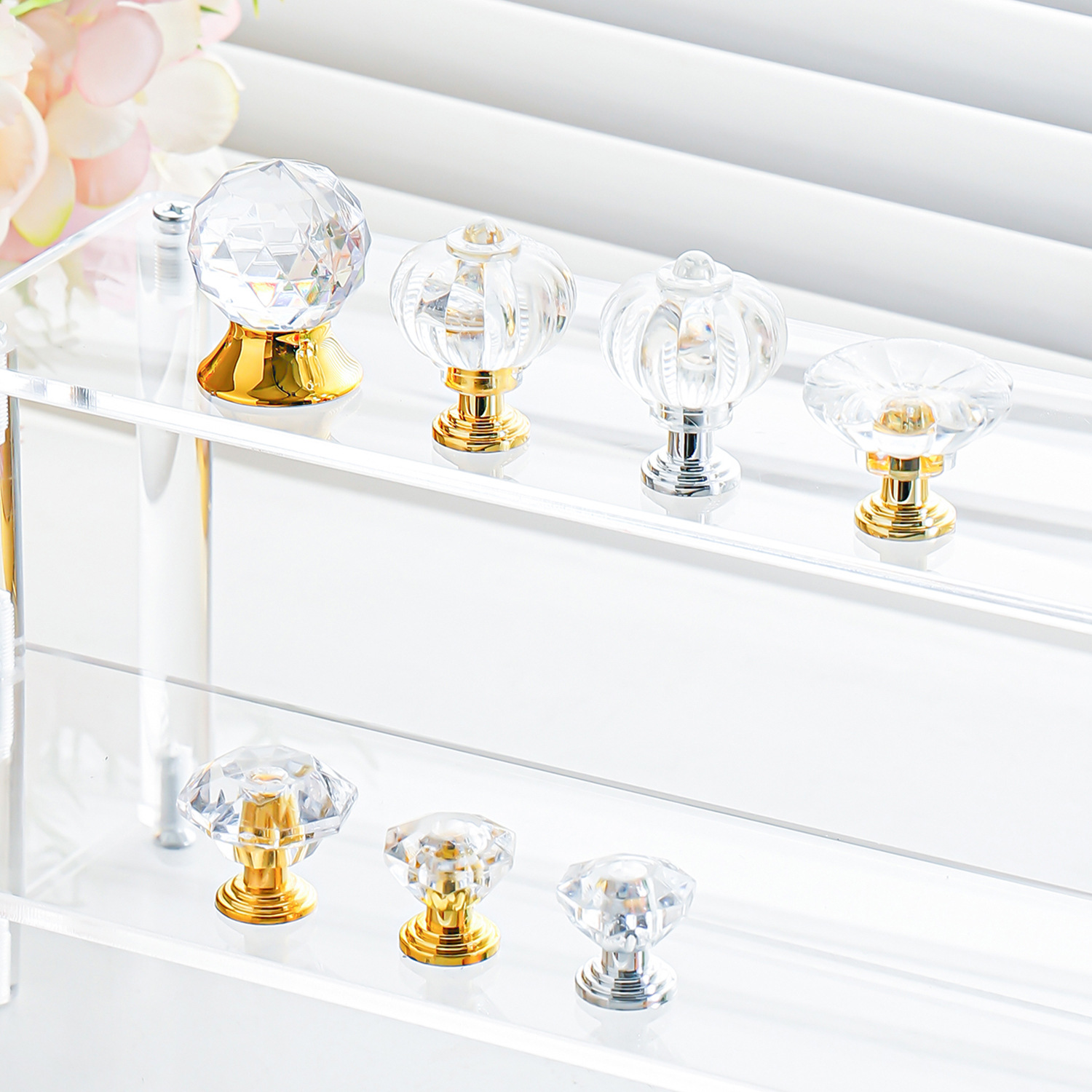 Прозрачная ручка из акрила с одним отверстием, ручка для дверей шкафа, ручка для ящика, ручка из пластика с кристаллом ручной работы