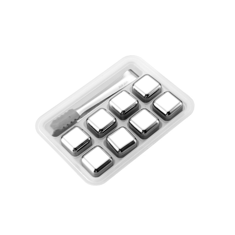 304 Stainless Steel Metal Ice Cube Whiskey Stone Quick-Frozen Ice Cube Clip Creative Ice Ball