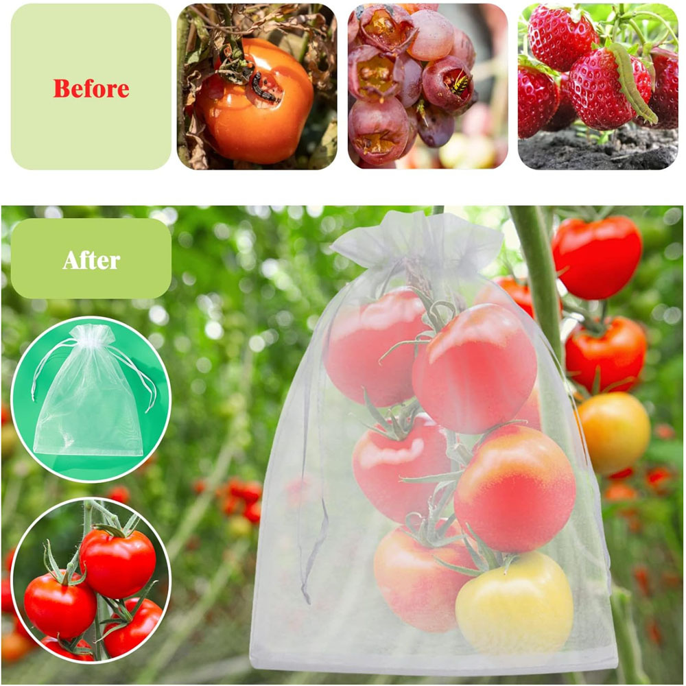 Fruit protection bag, fruit mesh bag fruit and vegetable mesh bag with drawstring, grape mango garden insect bag