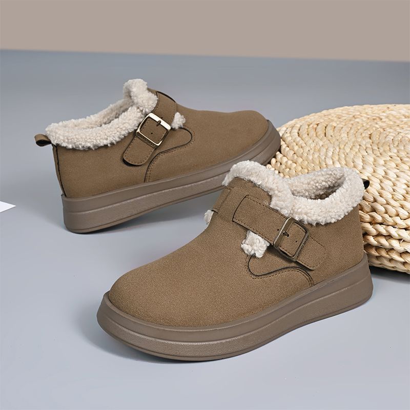 Winter Popular Platform Shoes, Thick-Soled Plus Velvet Birkenstock Shoes, Women's Cotton Boots, Heightening Soft-Soled Shock-Absorbing Plush Warm Snow Boots