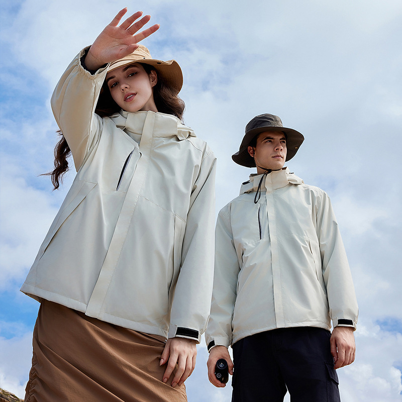 Jacket overalls customized men's and women's travel loose autumn and winter three-in-one detachable jacket mountaineering clothing printed logo