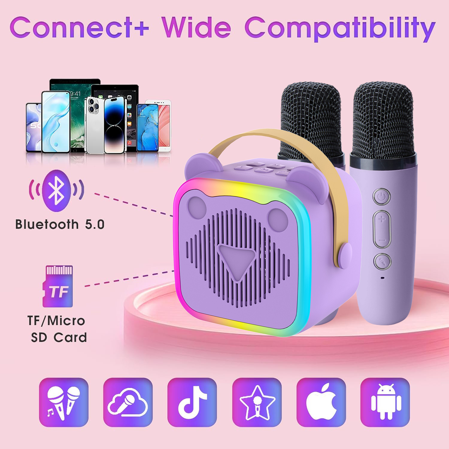 Karaoke Bluetooth K10 Speaker Microphone Audio All-In-One with Microphone Birthday Gift for Girls Children's Day Music