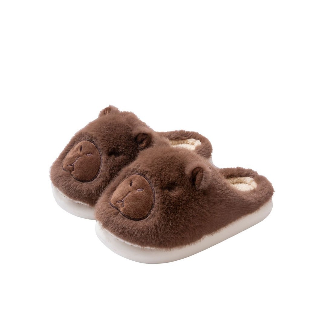 Kapibala Cotton Slippers for Women 2025 Autumn and Winter New Home Thick-Soled Fleece-Lined Anti-Slip Kidsren's Soft-Soled Slippers for Men