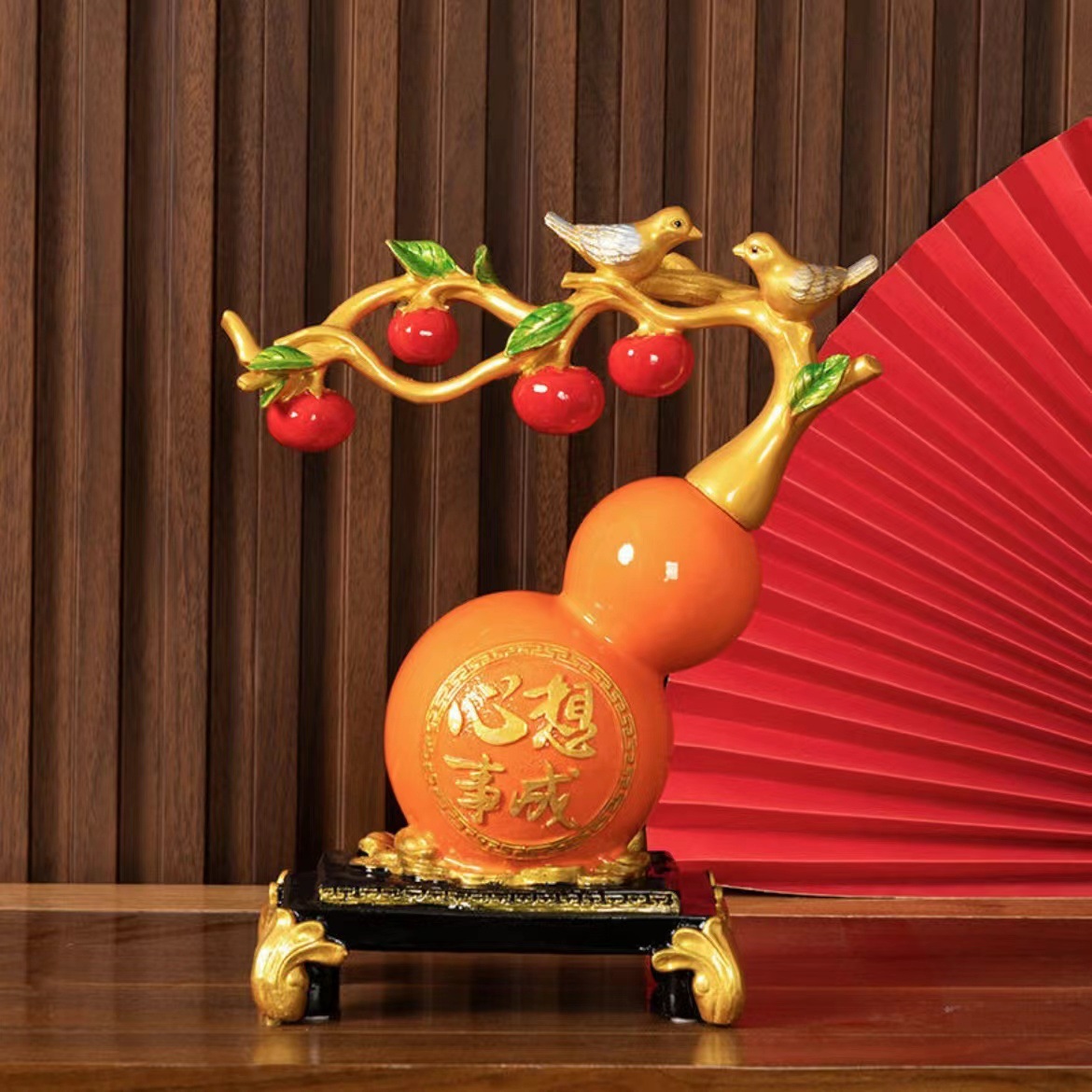 New Chinese-style Ruyi Gourd Lucrative Decorations Living Room Entrance Wine Cabinet Decorations Housewarming Home Light Luxury