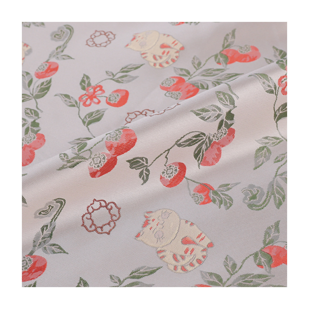 "FS233 Persimmon Ruyi Cat" New Chinese Jacquard Imitation Song Brocade Fabric New Chinese Jacket Brocade Clothing